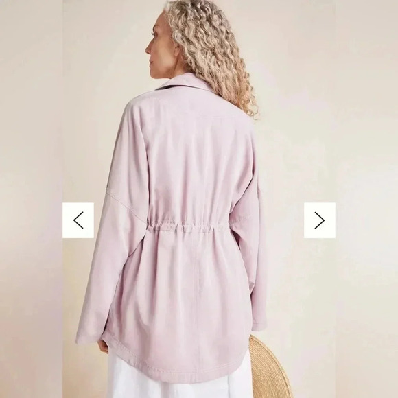 Anthropologie-Danuta Cupro Oversized Utility Jacket Mauve Size XS/S - Picture 3 of 13